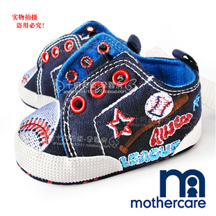  mothercare蓝色棒球 软底防滑步前鞋 婴儿鞋 地板鞋 男宝宝鞋子