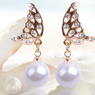  【倾城】韩国风蝴蝶结耳钉 女 可爱韩版耳环 时尚耳饰925纯银耳针