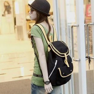 韩版时尚学院风可爱学生配色帆布包包双肩背包书包 女式包