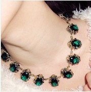 韩国复古宫廷公主奢华镶钻亚克，力大宝石项链，手链戒指套装女项链女