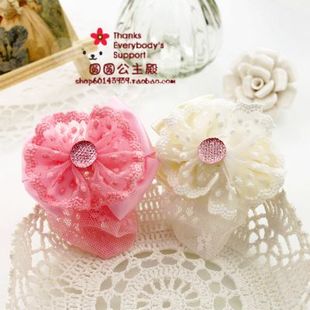  优雅蕾丝雪纱  儿童小号发网 发夹  宝宝自动夹 一对