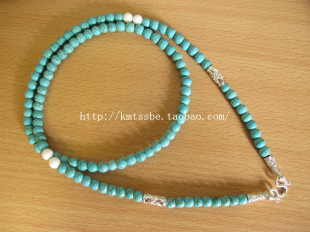  泰国佛牌链 佛牌挂绳 天然绿松石+车距镀银挂链 挂一尊 可批发