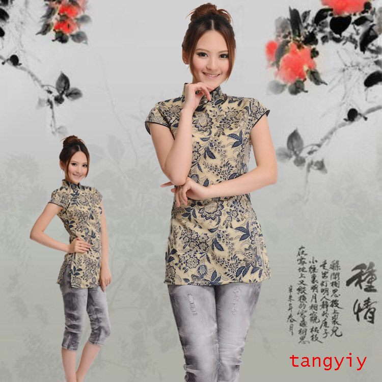 唐依依/2012新款特价春夏装女士旗袍上衣~时尚改良唐装棉布短袖