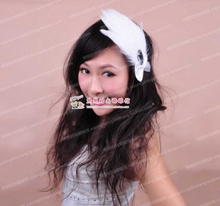 244白色粉色蓝色金黄色 羽毛新娘头饰头花 跳