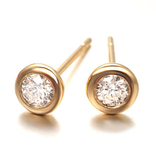  Lian 18k黄金钻石耳环 玫瑰金钻石耳钉 单钻耳钉 显钻款 男 女款