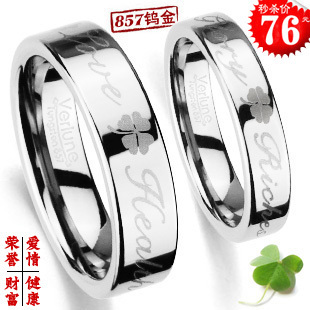 Verlune钨金戒指(幸运四叶草)韩版情侣对戒[幸福]新年礼物/特价