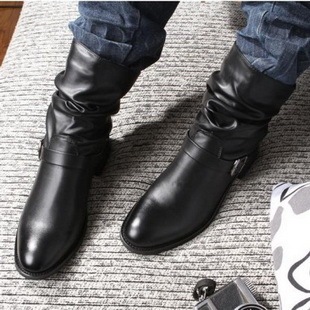  英伦男士靴子潮高帮靴男韩版男靴子时尚潮流军靴男士皮靴马丁靴男