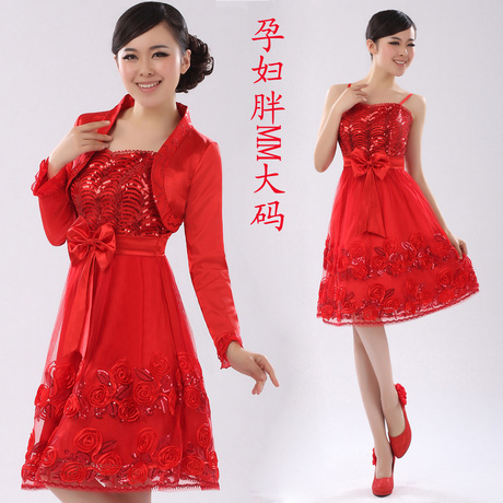 新娘装旗袍礼服 两件套红色旗袍礼服新娘结婚