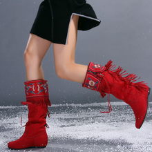 6裂帛正品 雪地<span class=H>靴</span>PU皮民族刺绣<span class=H>流苏</span>女<span class=H>靴</span>9200*原价499