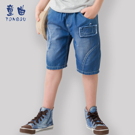 时尚休闲儿童<em>短裤</em> 夏季<em>男童</em>牛仔五分裤 <em>深蓝色</em>