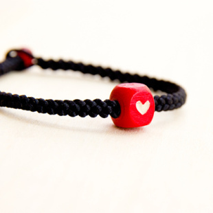  集分宝 定制 男女情侣款 木珠刻字手链  本命年 编织玛瑙黑红绳