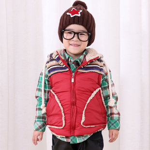  新款儿童品牌冬装背心 韩版连帽男童女童棉外套 童装加厚马甲