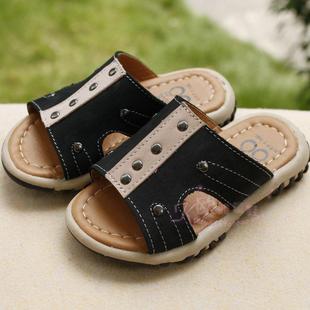  反季特价夏款男童凉拖鞋真皮运动拖鞋外贸原单儿童凉鞋拖鞋27