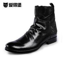 aidebaou爱得堡 骑士 英伦风时尚潮流 日常休闲 拉链真皮高帮男靴