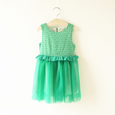 2014夏童装新 六一专柜正品女童绿色连衣裙儿