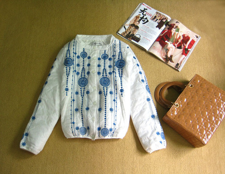 2014春装新款<em>女式</em>PROVERB刺绣<em>花棉服</em>短外
