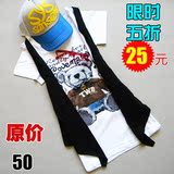 限时促销！2012新圆领 水钻熊 卡通头像全棉 两件套 短袖T恤