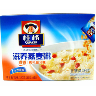  QUAKER 桂格草本滋养燕麦粥 枸杞银耳味 营养早餐麦片210g（6包）