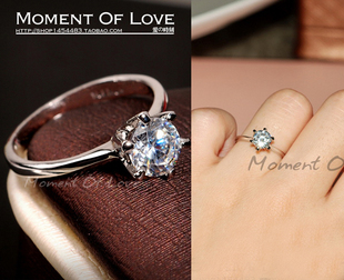  一克拉钻戒女钻石白金锆石戒指结婚求婚戒指r039
