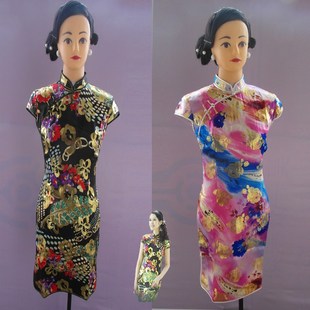 旗袍 复古短款改良日常 中长款 原创 时尚修身真丝女士大码青花瓷