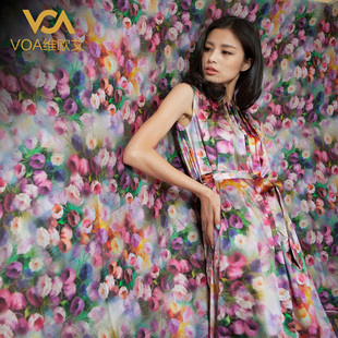  VOA维欧艾 新生代丝绸 层间媚 真丝连衣裙欧美桑蚕丝品牌长裙A012