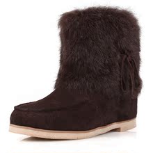 上上屋 99 Airhaus 真皮兔毛平跟女中筒雪地靴ad-31