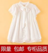 特2012春装新款短袖韩版甜美荷叶边蝴蝶结娃娃衬衫雪纺衫Y3508