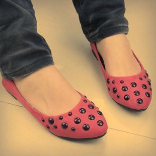  新春款韩版甜美可爱最新品平底船鞋尖头单鞋子平跟亮片女鞋子