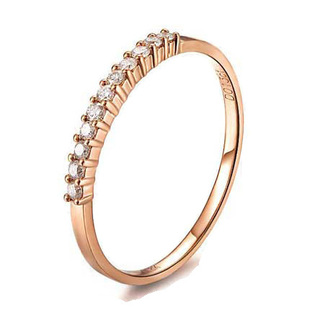  【现货包邮】18K玫瑰金 白金黄金排钻戒指15分FG色钻石女戒尾戒