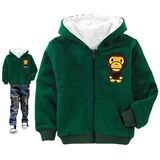 清仓冬装 墨绿羊羔绒保暖外套 大衣 卡通童装大嘴猴 儿童服饰外套