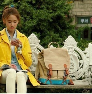 韩版爱情雨允儿同款双肩背包学生书包帆布包女式大包包后背潮