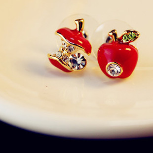 韩国精品耳钉 红色...