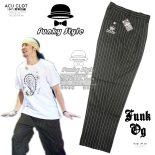  Poppin/Lockin超经典配色 黑色+白条纹Funk西裤 精工刺绣Logo