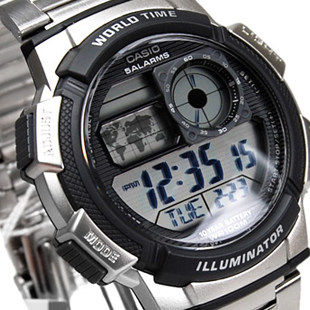 正品 CASIO卡西欧 10年电力多功能电子男表AE-1000WD-1A