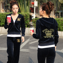 夏装新款 天鹅绒运动套装女装JUICY金线刺绣卫衣休闲 运动服
