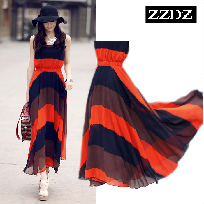 正品/倾城/2012 <span class=H>波西</span><span class=H>米亚</span>女裙 连衣裙 夏季新款雪纺长裙 超气质!