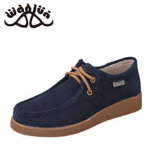  宛筠正品新款韩版休闲鞋女式单鞋舒适平底欧美真皮平跟单鞋