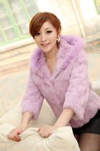 2010年冬新款皮草女装 兔毛 狐狸毛帽沿连帽外套8色