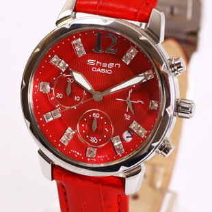  卡西欧正品 SHN-5010L-4A 切割菱形镜面 镶钻水钻皮带女士手表