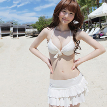 秒杀包邮2012新款温泉泳装比基尼裙式钢托小胸聚拢韩国显瘦女泳衣
