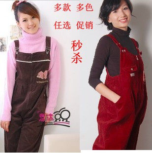 韩版孕妇背带裤孕妇装 秋冬新款孕妇灯芯绒背带裤 孕妇裤正品