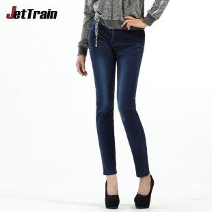  Jettrain秋冬保暖裤  加绒铅笔裤弹力加厚牛仔裤大码女裤子靴裤