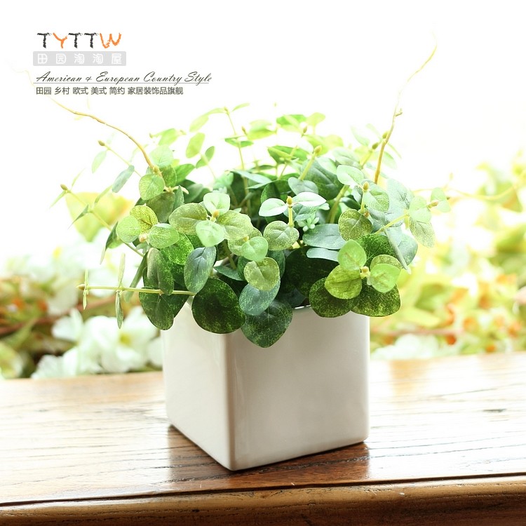 Simplicity white Ceramic pots Green Suspicion suit Simulation plantsin the Home accessories , Vase/Flower/Artificial flowers/Imitation jewelry , Bonsai plant simulation category - from Buy2taobao.com to provide professional Taobao agent buy service