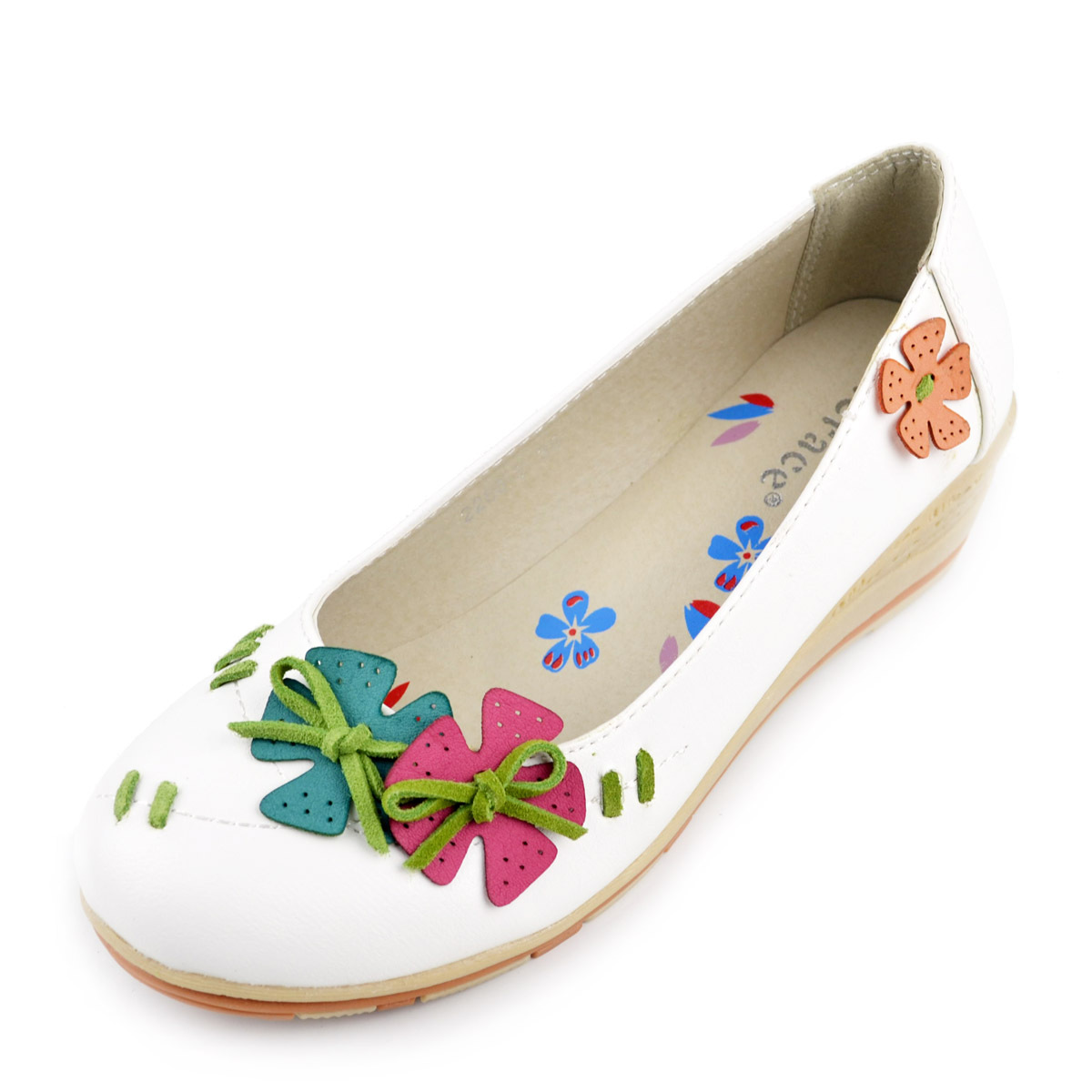 花朵甜美女鞋牛筋底...