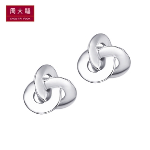  周大福官方正品PT950铂金耳钉PT 59466