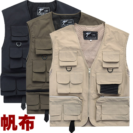 2014夏装帆布男装<em>马甲</em> <em>短款</em>钓鱼<em>摄影马甲</em>/背心