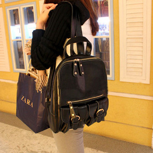  Lanstyle 欧美英伦范 简约大方牛皮手感双肩包 背包