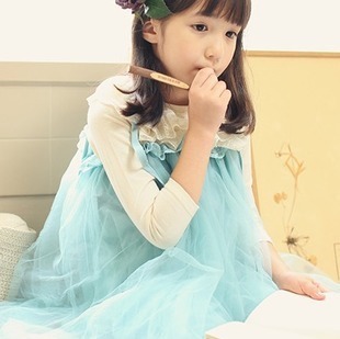  限时7折秋款莎拉韩国童装amber女童时尚蕾丝儿童吊带裙M15520