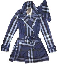 淘宝网美代现货新款BURBERRY/巴宝莉春秋薄型彩格女士中长风衣 专柜正品