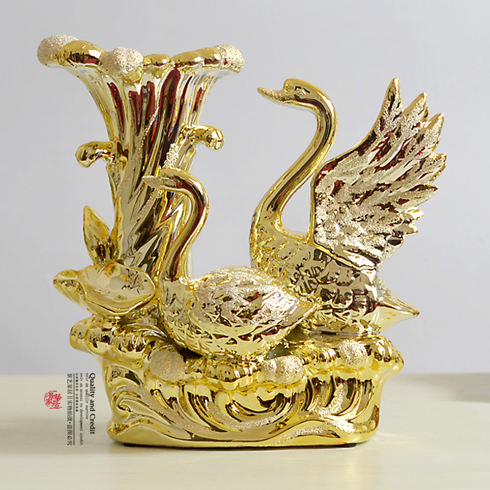 个性镀金磨砂天鹅花插 创意家居装饰品 高档陶瓷工艺品 家饰摆件 个性镀金磨砂天鹅花插 创意家居装饰品 高档陶瓷工艺品 家饰摆件